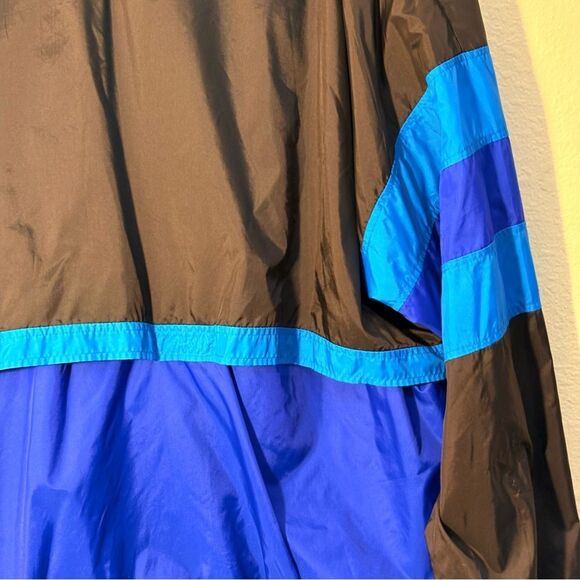 Cheetah Vintage Black Blue  Windbreaker Men L Full Zip Vinted Pockets Hood. - Picture 7 of 12